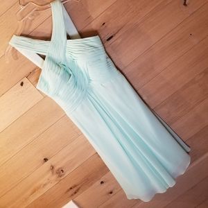 ❤ Azazie Kaleigh Knee Length Gown Mint Gre…